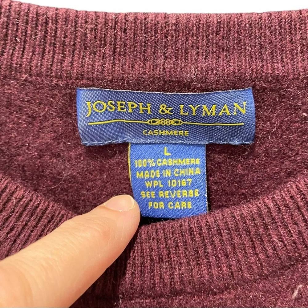 JOSEPH & LYMAN men’s 100 % cashmere Crewneck Sweater in Burgundy Size L